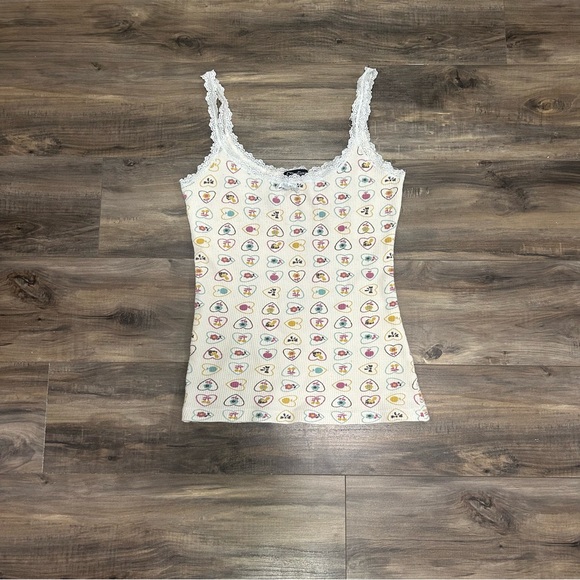Streetwear Society White Lace-Trim Camisole with Pastel Heart Print - Picture 2 of 5